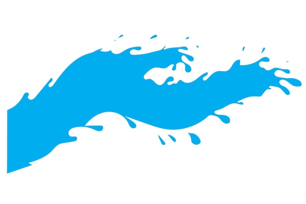 Vector hand shape blue water splashes blue paint splashes on a white background