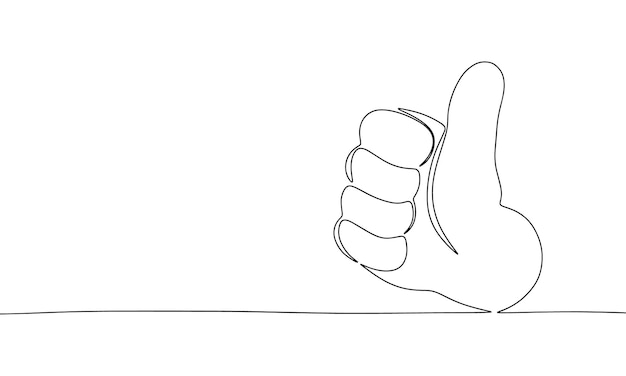 Hand show like one line continuous banner Line art like concept banner Outline vector illustration