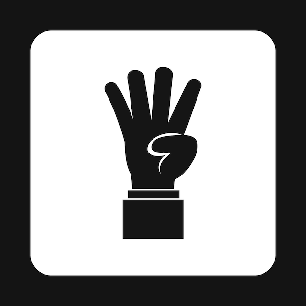 Hand showing number four icon in simple style on a white background vector illustration