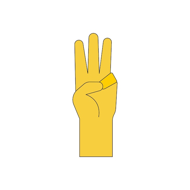 Vector hand showing three fingers