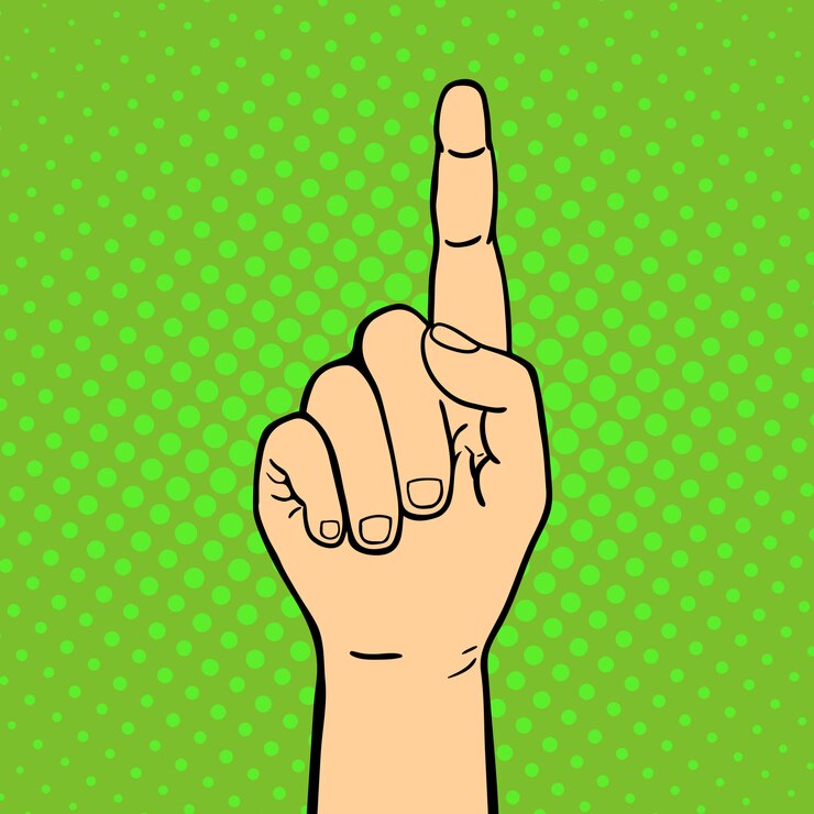 Vector hand showing thumbs up deaf-mute gesture human arm hold communication and direction design fist touch pop art style colorful  illustration.
