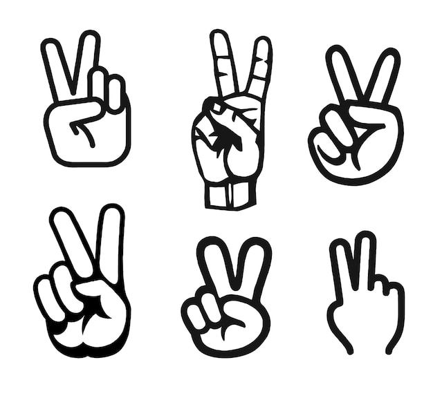 Vector the hand shows the symbol of peace by raising two fingers up