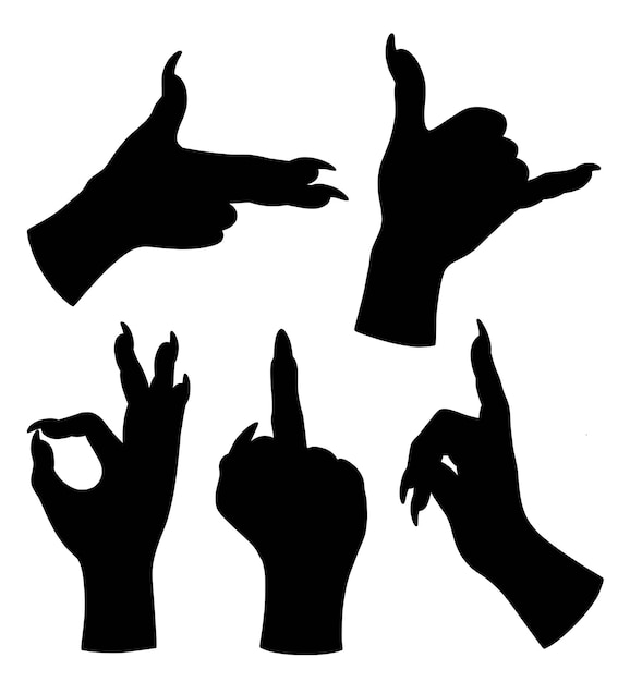 Vector hand sign and symbol silhouette