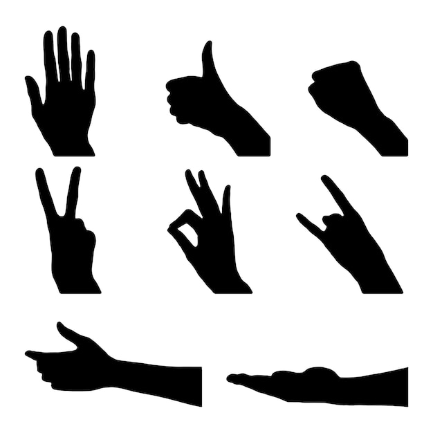 Vector hand silhouette vector, set of hands silhouettes