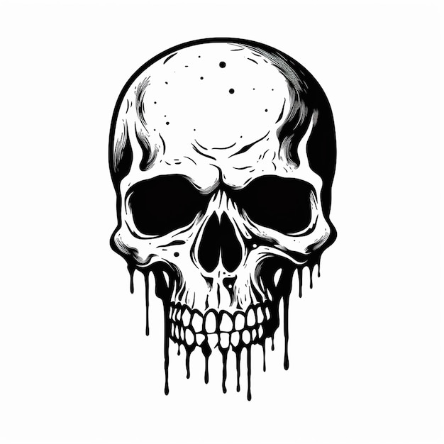 Vector hand simple drawing viking skull logo human skull jaw pencil sketch hand drawing