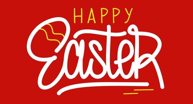 Hand Sketched Happy Easter Vector Typograpy As Logotype Badge and Icon Easter Postcard Card Invitation Flyer Banner Template