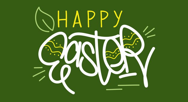 Hand Sketched Happy Easter Vector Typograpy As Logotype Badge and Icon Easter Postcard Card Invitation Flyer Banner Template