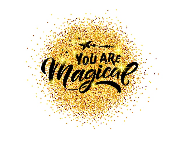 Hand sketched magic vector illustration with lettering typography quotes motivational magic