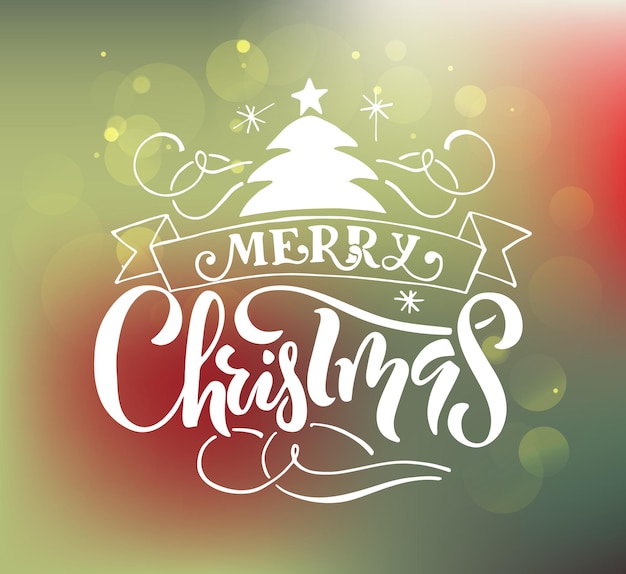 Vector hand sketched merry christmas logotype badge icon typography lettering merry christmas