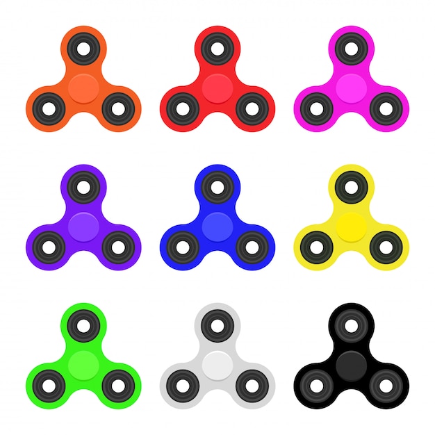 Vector hand spinner set flat vector illustration.