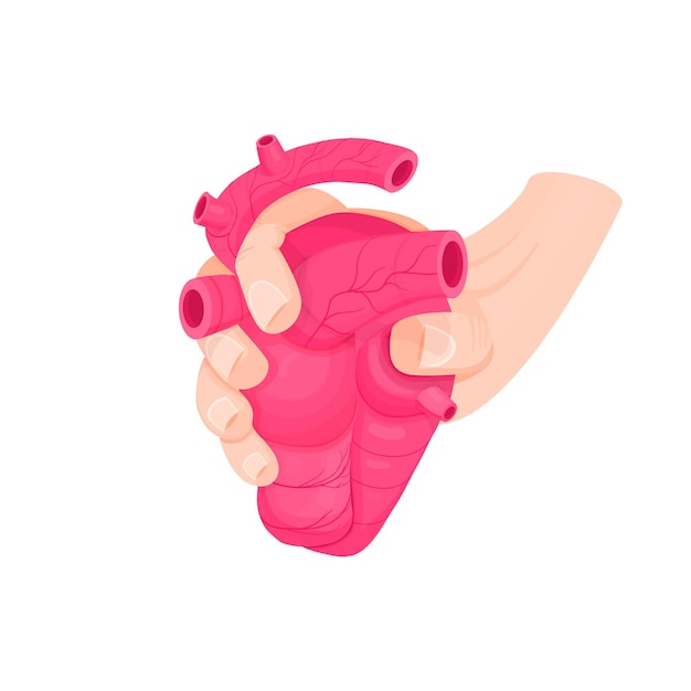 The hand squeezes the heart, a metaphor for protection.