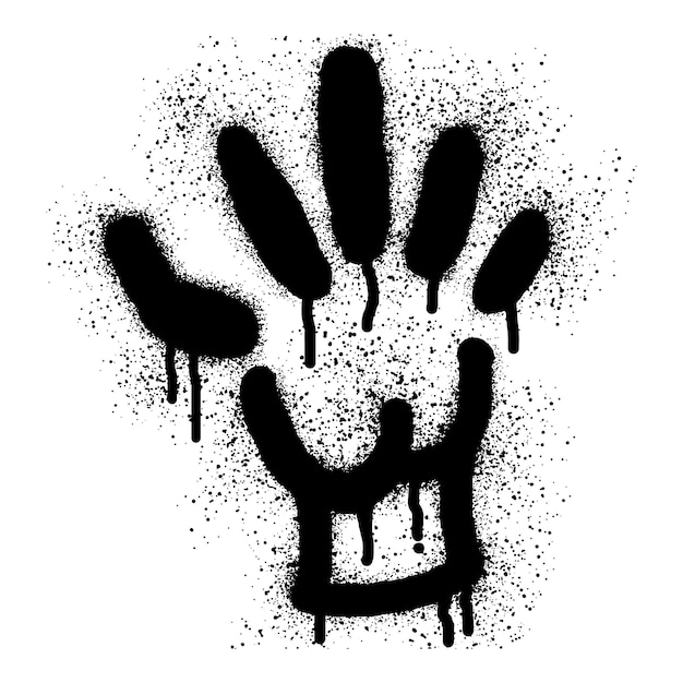 Hand stop icon stencil graffiti with black spray paint