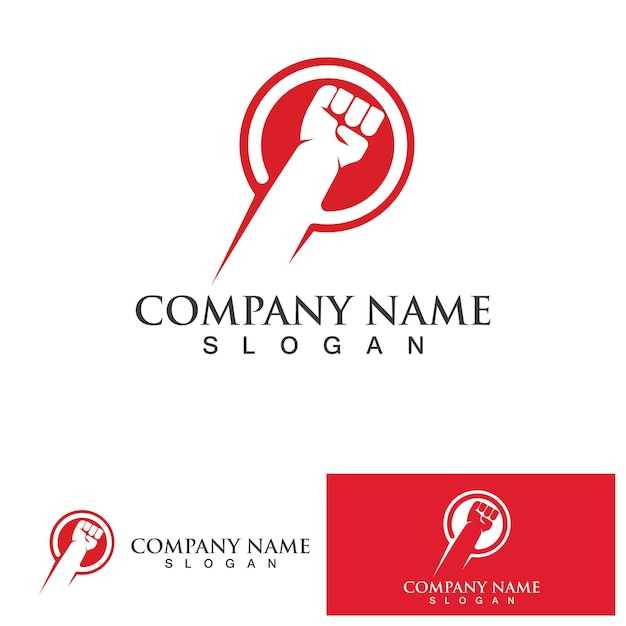 Hand strong logo template vector icon business