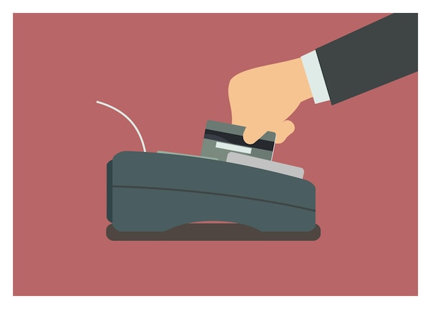 hand swiping credit card on the edc machine
