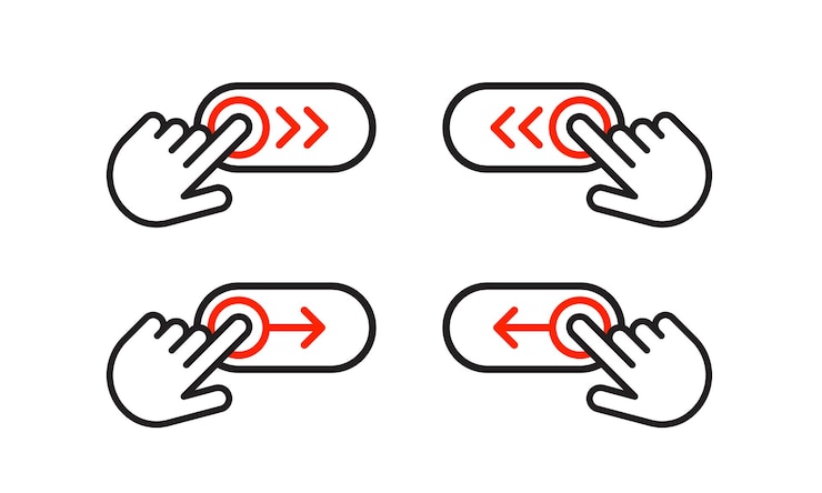 Vector hand swiping left or right
