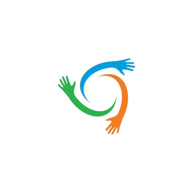 Illustrazione di vettore del logo di cura della comunità di simbolo della mano