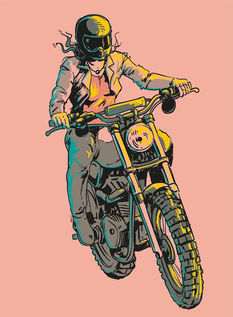 Hand tekenen aangepaste motorfiets vectorillustratie