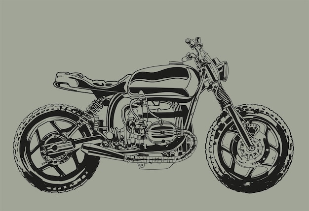 Hand tekenen aangepaste motorfiets vectorillustratie