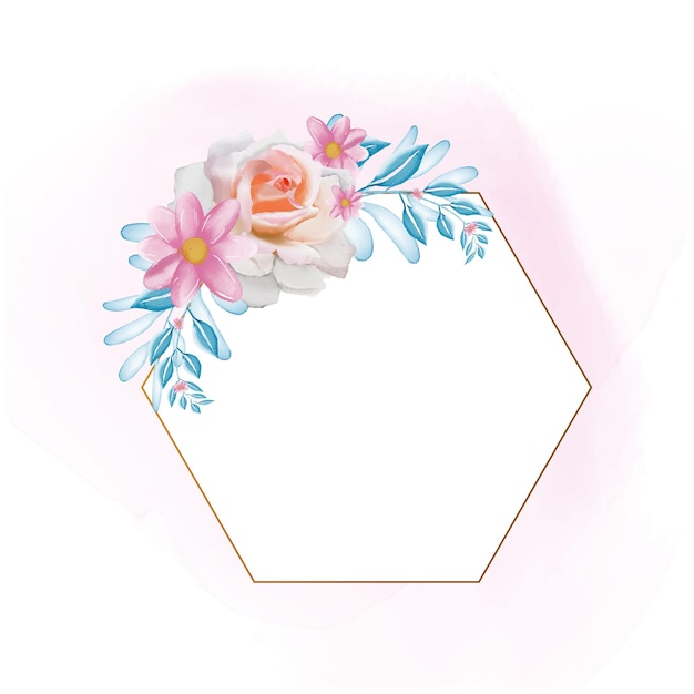 Hand tekenen aquarel bloemen frame ontwerp