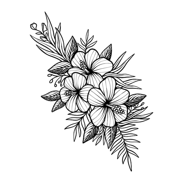 Hand tekenen bloemen vintage illustratie vector