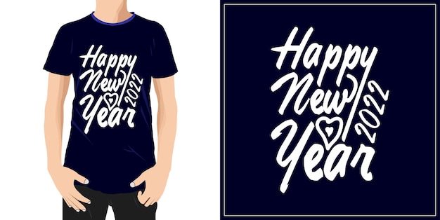 Hand tekenen gelukkig nieuwjaar 2022 ontwerp klaar voor mok tshirt label of afdrukken premium vector