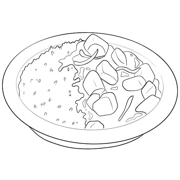 Hand tekenen illustratie Aziatisch eten. Doodle gerecht. Lekkere restaurantkaart