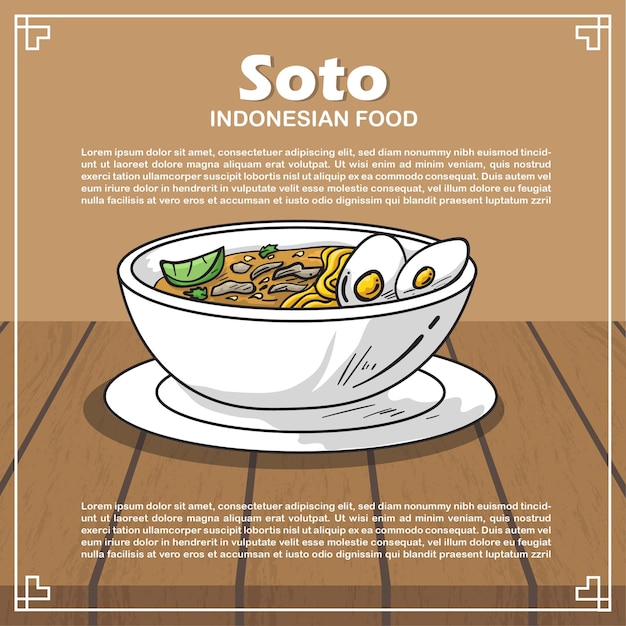 Vector hand tekenen indonesisch eten illustratie