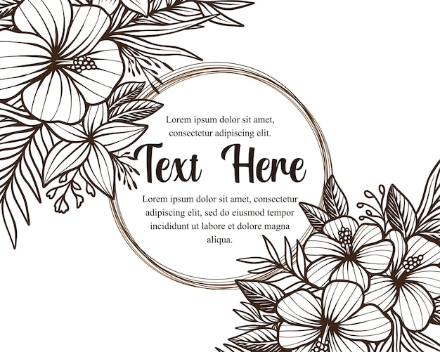 Hand tekenen mooie kaartsjabloon met samenstelling van bloemen bloemen frame illustratie vector