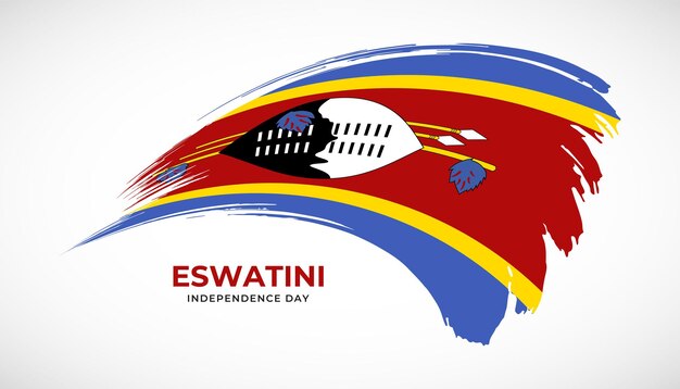 Hand tekenen penseelstreek vlag van eswatini met schilderij effect vectorillustratie