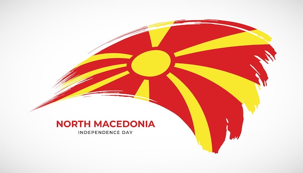Hand tekenen penseelstreek vlag van Macedonië met schilderij effect vectorillustratie