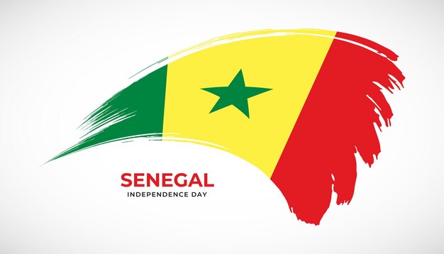 Hand tekenen penseelstreek vlag van senegal met schilderij effect vectorillustratie