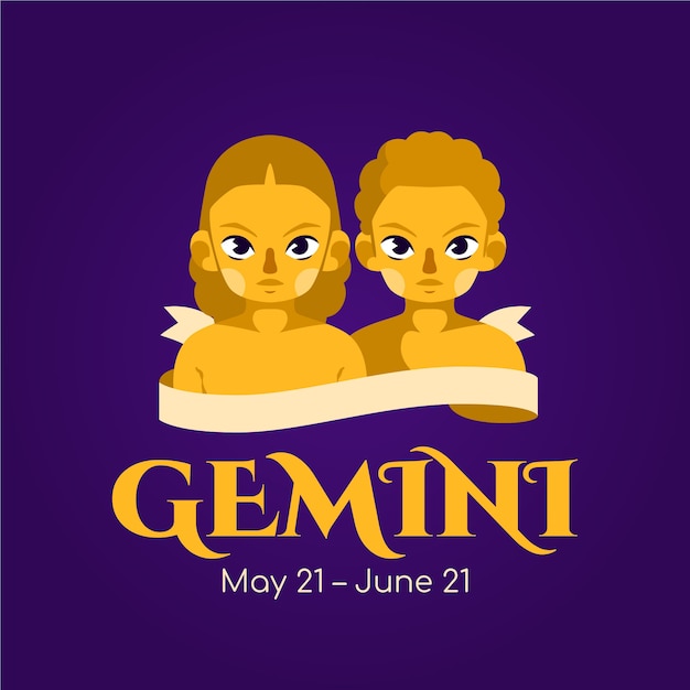 Vector hand tekenen platte ontwerp gemini logo sjabloon