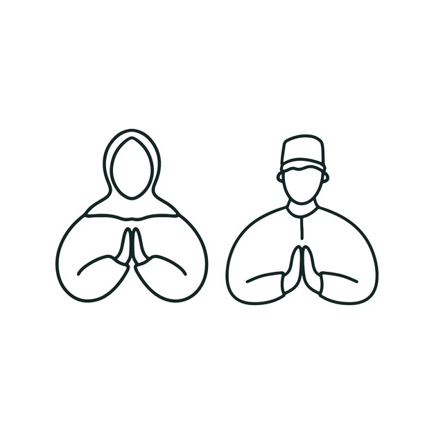 Hand tekenen ramadan islam eid mubarak pictogram sticker vectorillustratie