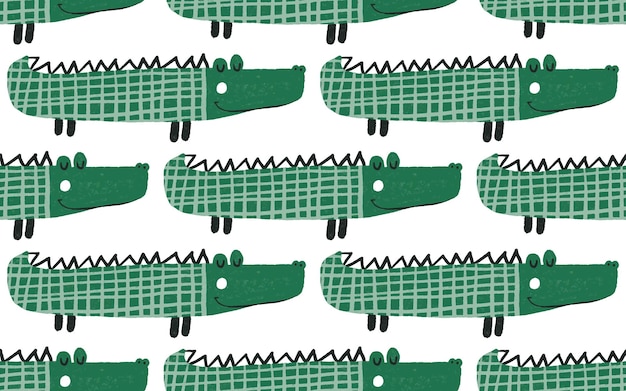 Hand tekenen schattige krokodil naadloze patroon illustratie voor babykamer kinderkamer illustratie