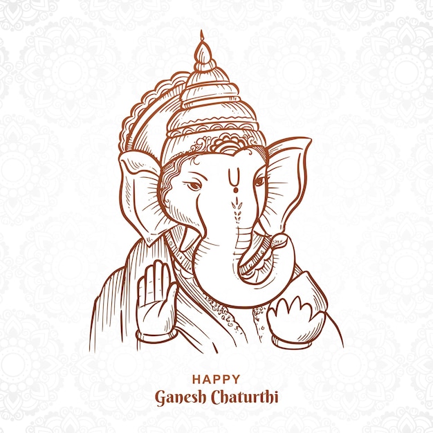 Hand tekenen schets lord ganesh chaturthi mooie kerstkaart achtergrond