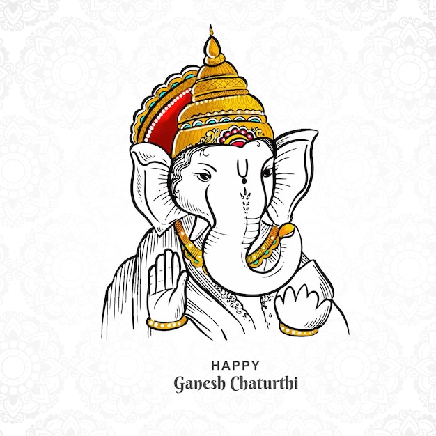 Hand tekenen schets lord ganesh chaturthi mooie kerstkaart achtergrond