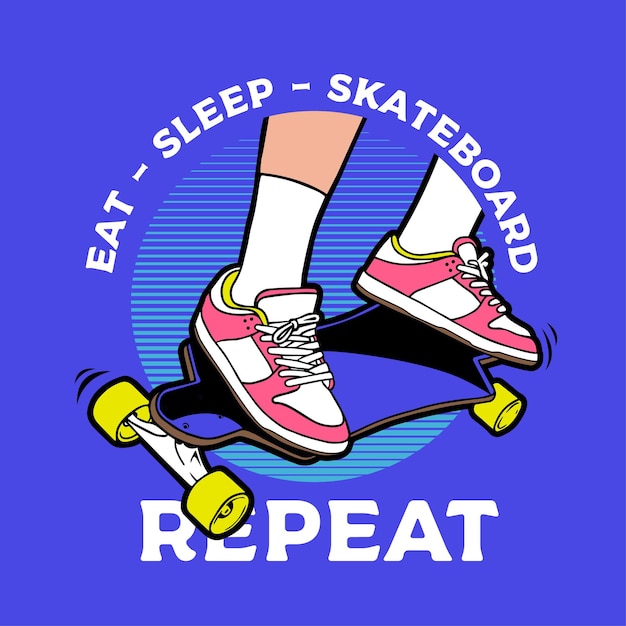 Hand tekenen skateboard trendy collectie Vector