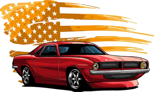 hand tekenen van Muscle car vectorillustratie