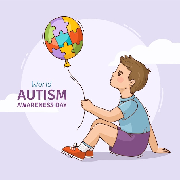 Hand tekenen wereld autisme dag bewustzijn illustratie