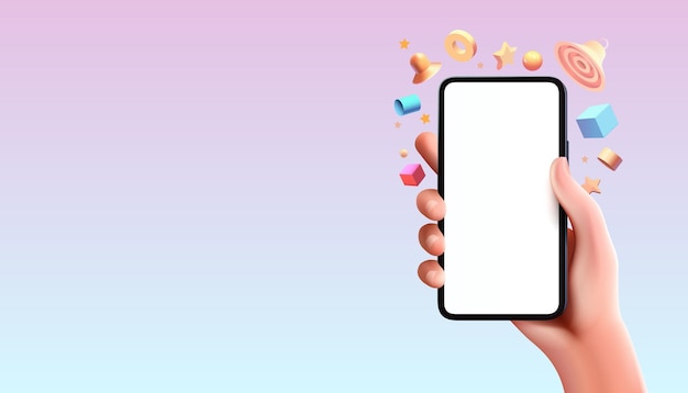 Hand telefoon wit scherm iconen 3D-speelgoed product reclame telefoon Vector