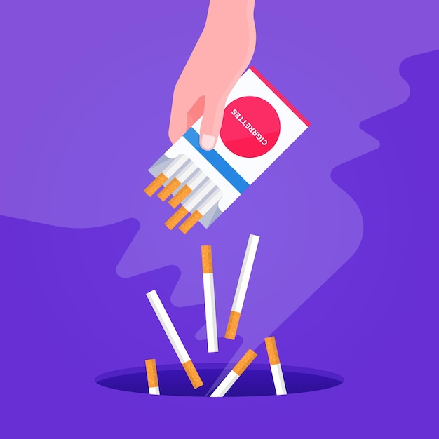 Vector hand throwing away cigarettes