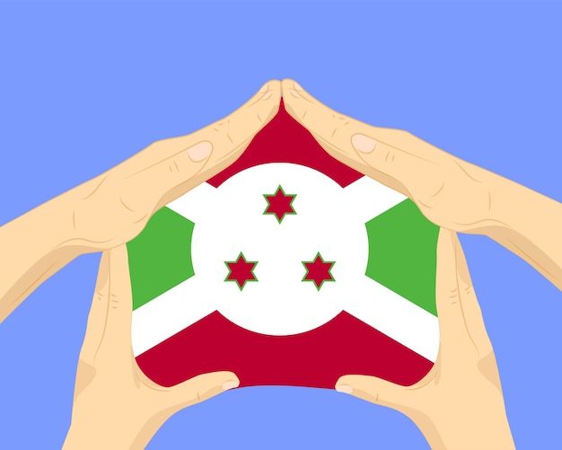 Hand thuis met Burundi vlag residentieel of investeringsidee huisvesting en huisconcept