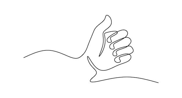 Hand thumb gesture oneline continuous editable line art