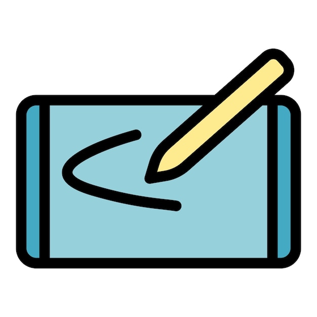 Hand tool icon outline vector Digital pen Tablet pad color flat