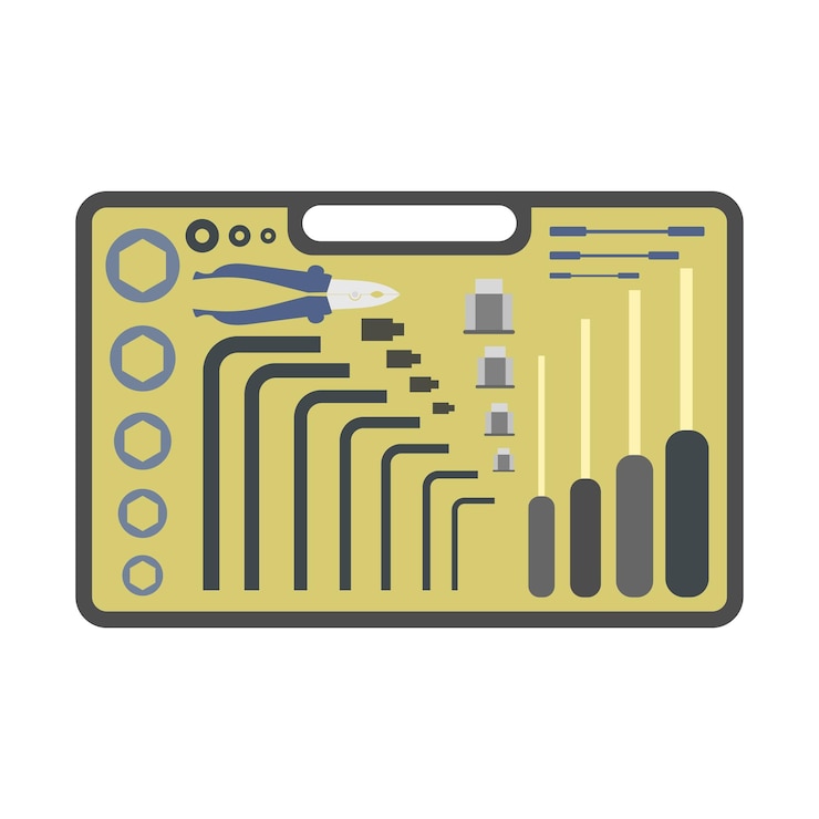 Vector hand tools set isolated on white background