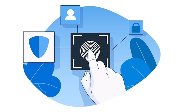 ベクトル ハンドタッチ指紋スキャナーバイオメトリクスは承認データの保護とセキュリティを識別します