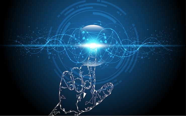 Vector hand touch selection,touch the future abstract technology