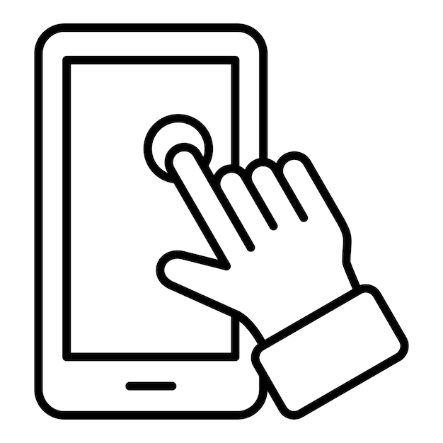 a hand touching a phone that says  touch  on the screen