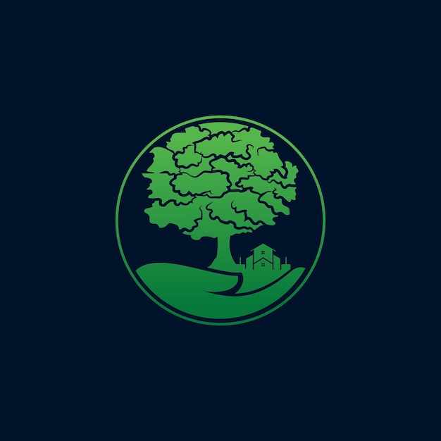 hand and tree on circle concept