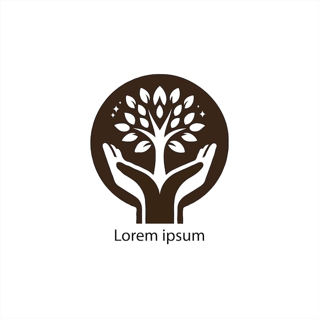 hand and tree logo design template